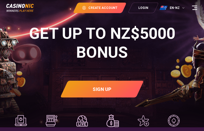 Casinonic casino homepage