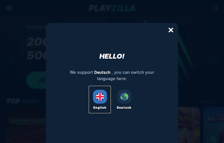 Playzilla casino homepage
